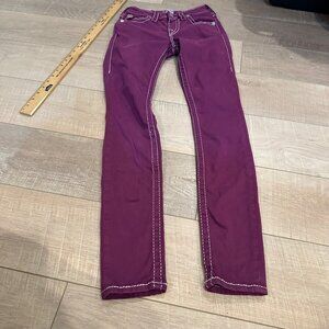TRUE RELIGION WOMENS PURPLE PANTS SIZE 23 SUPER SKINNY